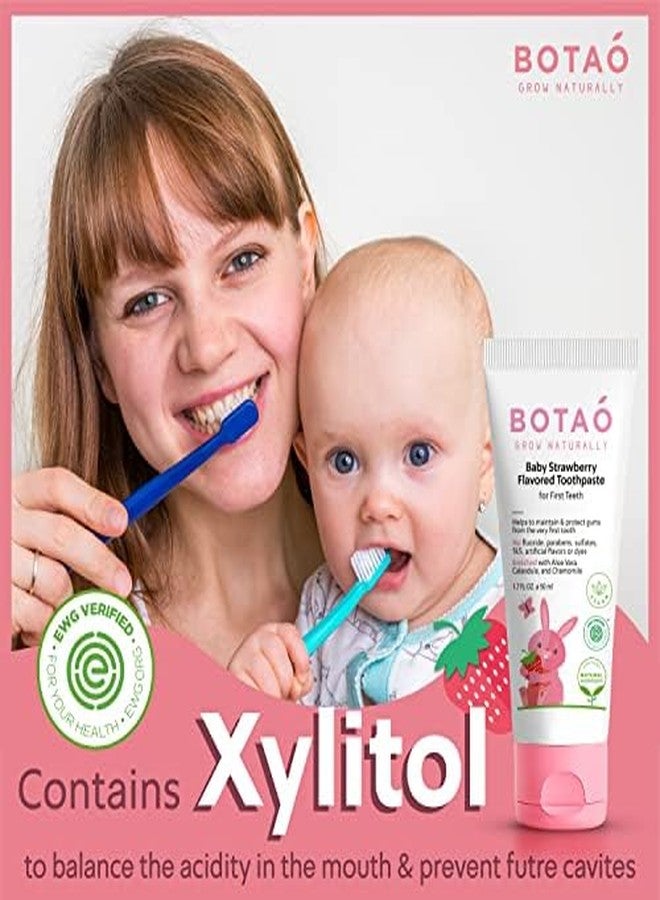 BOTAO Fluoride Free Baby Toothpaste | Natural Toddler Toothpaste | Strawberry Flavored - Training Toothpaste for Toddlers | EWG Verified, Vegan, SLS Free, Safe to Swallow, Aloe Vera (3 Pack) - Image 2